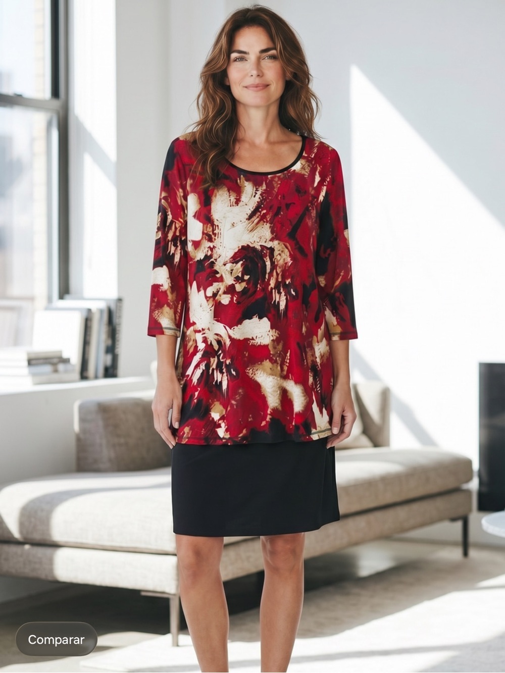 Covington Plus Abstract Floral Layered Tunic Top 2X NWT